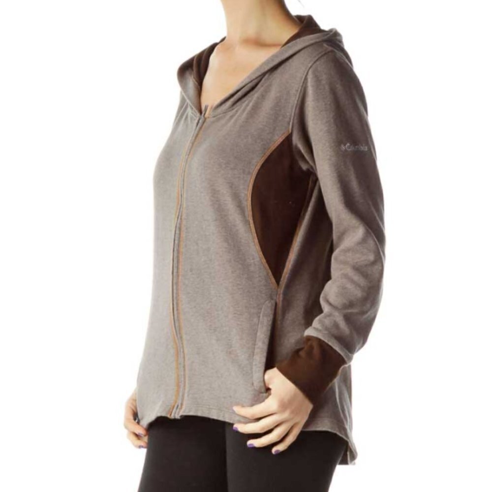 Columbia Brown Hooded Zip Up Jacket - Picture 2 of 3